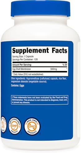 Membrana de Cáscara de Huevo Nutricost, 500 MG por Porción, 120 Cápsulas - Libre de GMO, Sin Gluten - imagen 5
