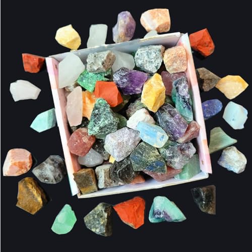 SeeuFun 80+ Piezas (5lb) Rocas Naturales para Pulido, 28 Tipos de Cristales en Bruto para Wicca y Reiki, Tamaño 1''-2'' - imagen 4