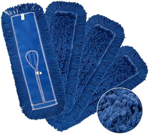 iDeaology Paquete de 4 - Cabezas de Mopa Lavables de 24 Pulgadas – Tela Completa, Extra Duraderas, Botón Fácil - No Atraen Cabello ni Pelaje, - imagen 1