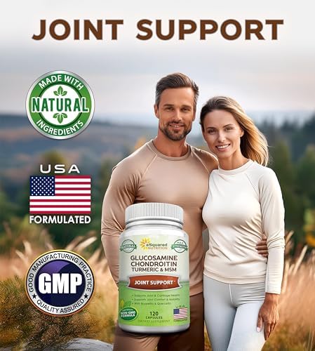 Suplemento Natural aSquared Nutrition de Glucosamina, Condroitina, Cúrcuma, MSM y Boswellia - 120 Cápsulas - Apoyo para Articulaciones y Alivio para - imagen 2