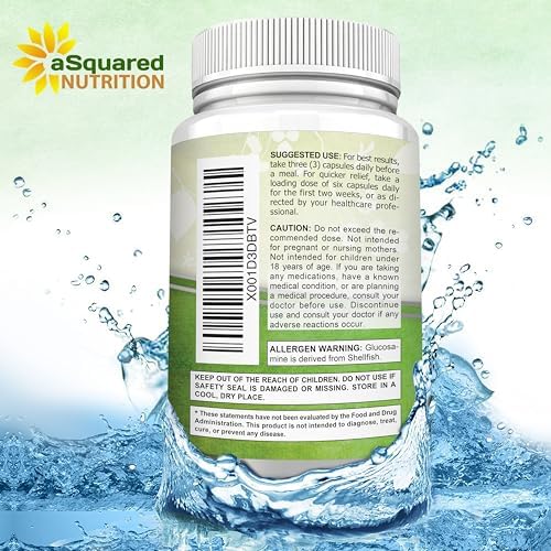 Suplemento Natural aSquared Nutrition de Glucosamina, Condroitina, Cúrcuma, MSM y Boswellia - 120 Cápsulas - Apoyo para Articulaciones y Alivio para - imagen 8