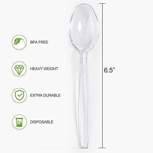 Cucharas de Plástico Resistentes (400 Pzas) - Cucharas Desechables Premium, Utensilios Duraderos para Fiestas, Picnics y Uso Diario - Resistentes al - imagen 2