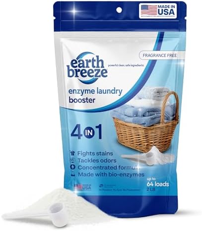 Earth Breeze Polvo Aditivo para Lavado Enzimático – 2lbs (64 Cargas) - Fórmula Bio-Enzimática 4 en 1 que Limpia Profundamente, Elimina Olores, - imagen 1