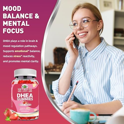 Gomitas NIUTRLUXE DHEA, Suplementos DHEA para Mujeres, 100mg 50mg Masticables con Boro, Inositol y Magnesio, Apoyo Ovario, Sueño, Vegano, 60 Piezas - imagen 6
