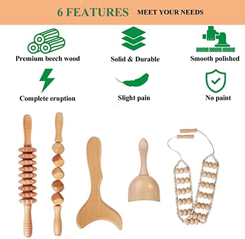 Kit Profesional de Herramientas de Maderoterapia OYHMC para Esculpir el Cuerpo, Drenaje Linfático y Anti-Celulitis (5 Piezas) - imagen 4