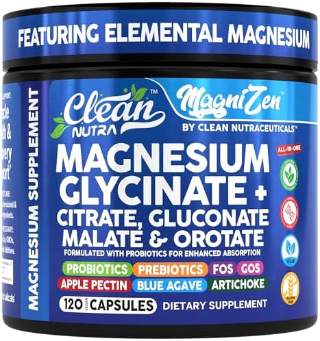 Suplemento Complejo de Magnesio Glycinate Citrate Malate Orotate Taurate + Probióticos y Prebióticos FOS GOS Inulina para Sueño y Calma – 120 - imagen 1