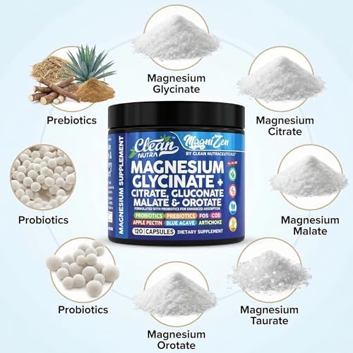 Suplemento Complejo de Magnesio Glycinate Citrate Malate Orotate Taurate + Probióticos y Prebióticos FOS GOS Inulina para Sueño y Calma – 120 - imagen 4