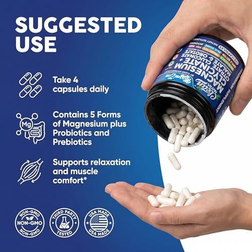 Suplemento Complejo de Magnesio Glycinate Citrate Malate Orotate Taurate + Probióticos y Prebióticos FOS GOS Inulina para Sueño y Calma – 120 - imagen 6
