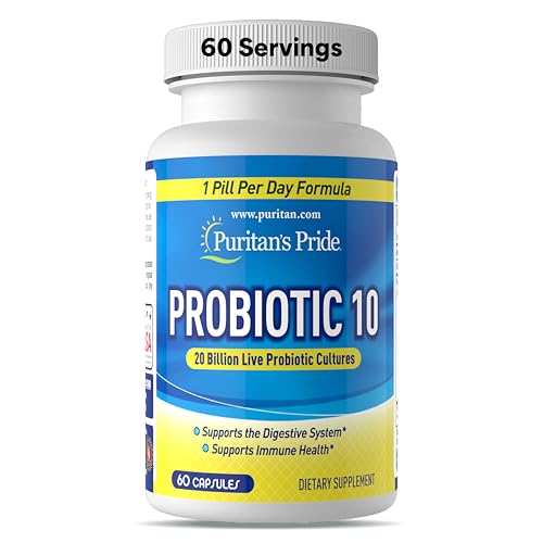 Probiotico Puritan's Pride 10 con Vitamina D para Apoyar la Salud del Sistema Inmunológico, 60 Cápsulas, Color Blanco - imagen 2