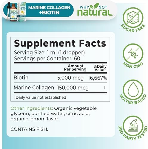 Why Not Colágeno Líquido Natural con Biotina - Gotas Suplemento para Cabello, Piel y Uñas para Mujeres y Hombres - imagen 4