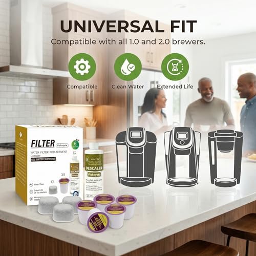 Kit de Mantenimiento de 6 Meses Viskeysta para Keurig: 2 Descalcificadores + 4 Filtros + 8 Cápsulas de Limpieza, Compatible con Cafeteras K-Cup - imagen 2