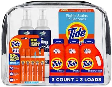 Paquete Esencial Tide para Cruceros - Incluye Detergente Líquido, Toallitas Quitamanchas, Bolígrafo Quitamanchas y Spray Desarrugante Downy - - imagen 1