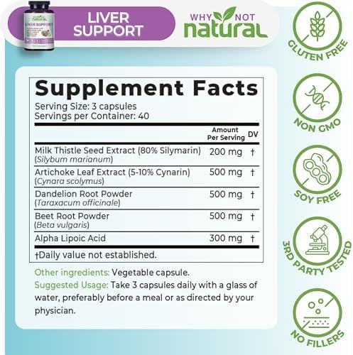 Suplemento Natural 5 en 1 para la Salud del Hígado Why Not con Apoyo de Cardo Mariano - 120 Cápsulas para Detox y Limpieza - imagen 4