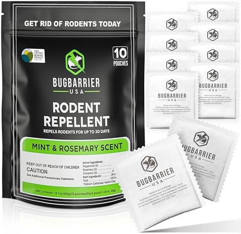 Bolsitas Repelentes de Ratones Extra Fuertes BugBarrier, 99% Biobasadas, Aceites de Menta y Romero, Hechas en EE. UU. (Paquete de 10) - imagen 1