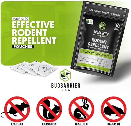 Bolsitas Repelentes de Ratones Extra Fuertes BugBarrier, 99% Biobasadas, Aceites de Menta y Romero, Hechas en EE. UU. (Paquete de 10) - imagen 2