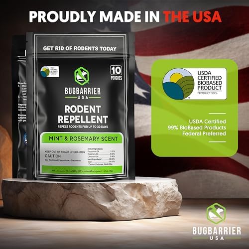Bolsitas Repelentes de Ratones Extra Fuertes BugBarrier, 99% Biobasadas, Aceites de Menta y Romero, Hechas en EE. UU. (Paquete de 10) - imagen 7