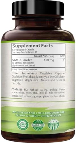 Cápsulas HealthyWayRx SAM-e 400mg - Suplemento de fácil absorción para apoyo cerebral, hepático y del estado de ánimo - Sin OGM, sin gluten y - imagen 3
