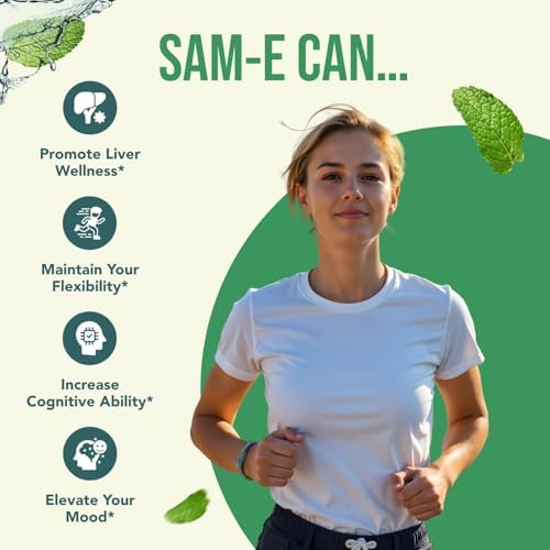 Cápsulas HealthyWayRx SAM-e 400mg - Suplemento de fácil absorción para apoyo cerebral, hepático y del estado de ánimo - Sin OGM, sin gluten y - imagen 7