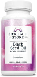 Cápsulas Líquidas de Aceite de Semilla Negra HERITAGE STORE 650mg, Suplemento de Nigella Sativa con Timoquinona, Omega 3 6 9, 90 cápsulas - imagen 1