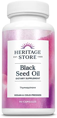 Cápsulas Líquidas de Aceite de Semilla Negra HERITAGE STORE 650mg, Suplemento de Nigella Sativa con Timoquinona, Omega 3 6 9, 90 cápsulas - imagen 1