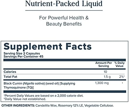 Cápsulas Líquidas de Aceite de Semilla Negra HERITAGE STORE 650mg, Suplemento de Nigella Sativa con Timoquinona, Omega 3 6 9, 90 cápsulas - imagen 3
