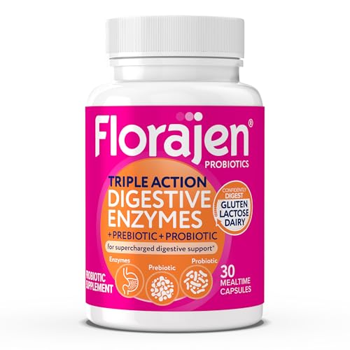 Florajen Enzimas Digestivas con Probióticos y Prebióticos - Suplemento para la Salud Digestiva, Alivio de Inflamación y Gases - 30 Cápsulas Non-GMO - imagen 3