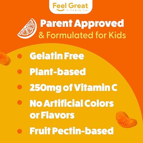 Gomitas de Vitamina C para Niños | Defensa Inmunológica | Veganas, Sin Gluten | 250 mg por Porción | 90 Gomitas | Feel Great Vitamin Co. - imagen 4