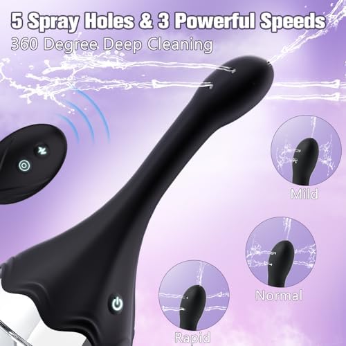 Bulbo Enema Automático de 20oz - Enemas Eléctricos para Limpieza de Colon con 3 Velocidades y 5 Puntas, Kit de Enema con Control Remoto y Botella - imagen 2