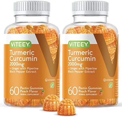 Gomitas Viteey de Cúrcuma con Cúrcuma Curcumina, Jengibre y Extracto de Pimienta Negra - Apoyo Inmunológico, Piel Saludable y Salud Articular - - imagen 1