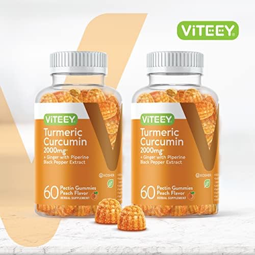 Gomitas Viteey de Cúrcuma con Cúrcuma Curcumina, Jengibre y Extracto de Pimienta Negra - Apoyo Inmunológico, Piel Saludable y Salud Articular - - imagen 2