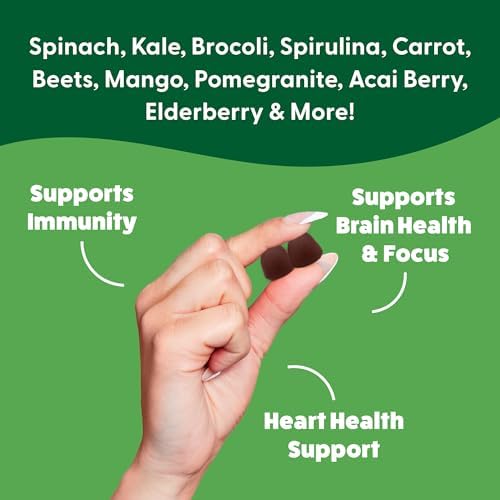 Gomitas Super Greens - Suplemento de Superalimentos Verdes con Espinaca, Brócoli, Col Rizada, Remolacha y Saúco para Apoyo Inmunológico - Sabor - imagen 6