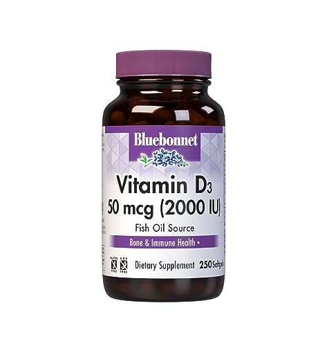 Vitaminas D3 Bluebonnet Nutrition 2000 IU 50 mcg, Soporte Inmunológico, Aceite de Hígado de Pescado, Aceite de Cártamo No Transgénico, 250 Cápsulas - imagen 4