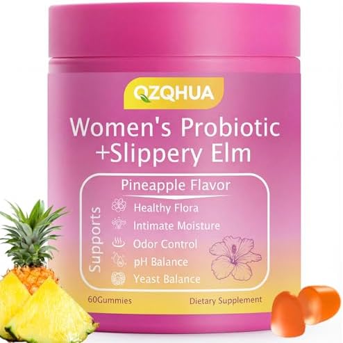 Gomitas Probióticas para Mujeres QZQHUA con Olmo Resbaladizo – Salud Vaginal, Salud Digestiva y Balance de pH, Sabor Piña – Sin Gluten, Veganas (30 - imagen 1
