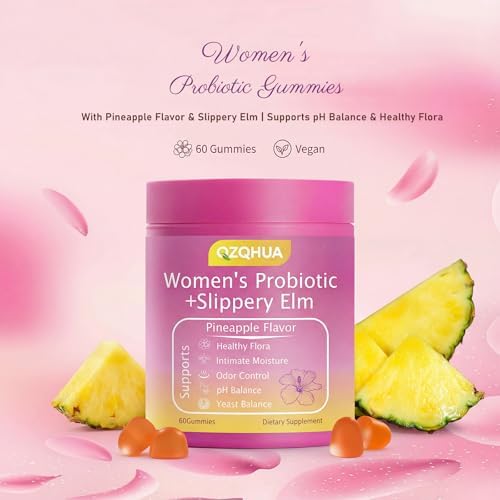 Gomitas Probióticas para Mujeres QZQHUA con Olmo Resbaladizo – Salud Vaginal, Salud Digestiva y Balance de pH, Sabor Piña – Sin Gluten, Veganas (30 - imagen 2