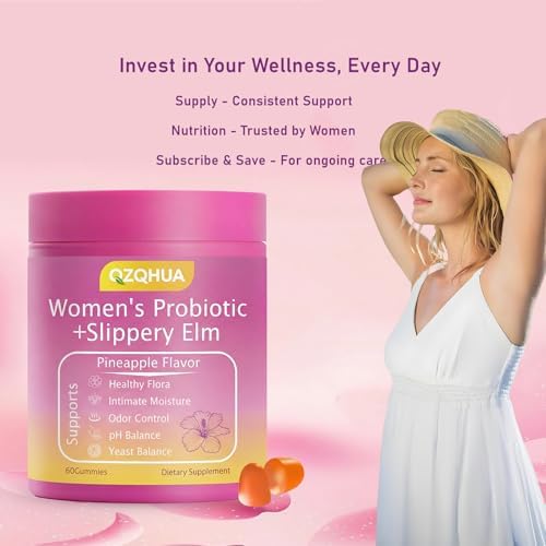 Gomitas Probióticas para Mujeres QZQHUA con Olmo Resbaladizo – Salud Vaginal, Salud Digestiva y Balance de pH, Sabor Piña – Sin Gluten, Veganas (30 - imagen 7