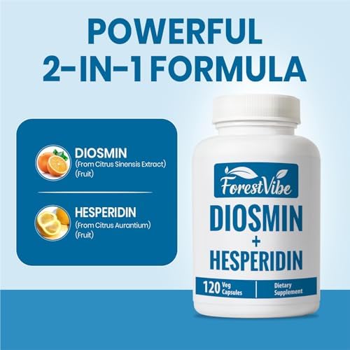 ForestVibe Suplemento de Diosmina y Hesperidina 1000mg, Extracto de Frutas Ricas en Bioflavonoides Cítricos, 120 Cápsulas Veganas, Sin Gluten y No GMO - imagen 3