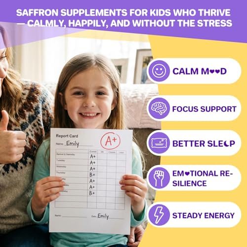 HFELIZ Gotas Líquidas Liposomales de Azafrán para Niños, Suplemento de Extracto de Azafrán con L-Teanina y Manzanilla, Enfoque, Relajación y - imagen 5