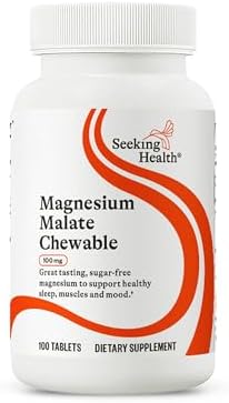 Magnesio Malato Masticable Seeking Health - Suplemento Mineral para Energía, Función Muscular y Nerviosa - 100 mg, 100 Tabletas Masticables - imagen 1