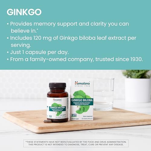 Himalaya Ginkgo Biloba, Suplemento Herbal para Memoria y Concentración, 120 mg, 60 Cápsulas, Vegano y Sin Gluten, Suministro para 60 Días - imagen 3