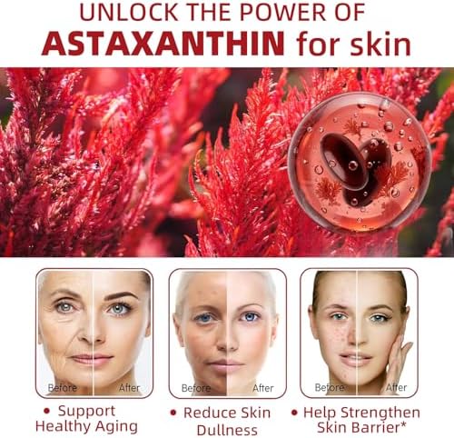 Astaxantina 24mg, Suplementos Antioxidantes Premium con Aceite MCT y Ashwagandha, Apoya Ojos, Piel, Inmunidad, Circulación Interna, Fuente de - imagen 3