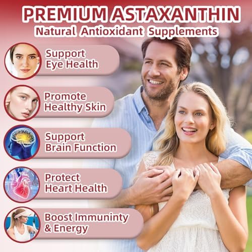 Astaxantina 24mg, Suplementos Antioxidantes Premium con Aceite MCT y Ashwagandha, Apoya Ojos, Piel, Inmunidad, Circulación Interna, Fuente de - imagen 7
