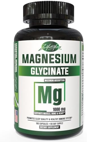 Cápsulas de Magnesio Glicinato Puro ZYY 1000mg, Máxima Potencia, Suplemento Chelado para Sueño, Músculos, Cerebro, Huesos y Corazón, 180 Cápsulas - imagen 1