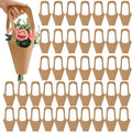 ZOOFOX Paquete de 50 Bolsas de Papel Kraft para Ramo de Flores con Asa, Bolsas de Regalo para Floristería, Embalaje para Arreglos Florales - imagen 1