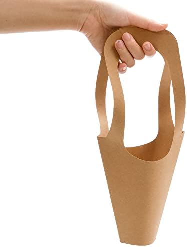 ZOOFOX Paquete de 50 Bolsas de Papel Kraft para Ramo de Flores con Asa, Bolsas de Regalo para Floristería, Embalaje para Arreglos Florales - imagen 4