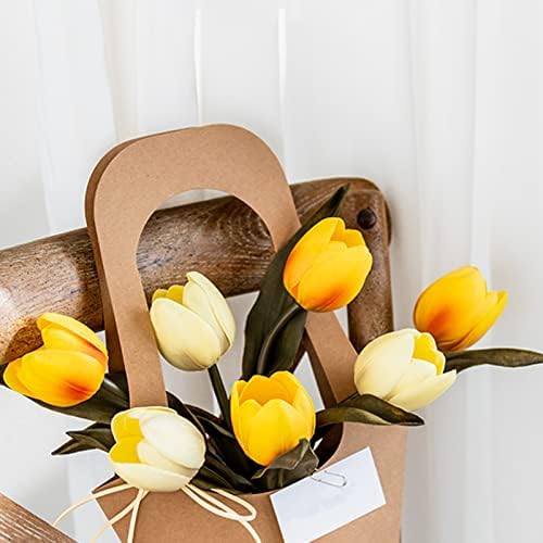ZOOFOX Paquete de 50 Bolsas de Papel Kraft para Ramo de Flores con Asa, Bolsas de Regalo para Floristería, Embalaje para Arreglos Florales - imagen 6