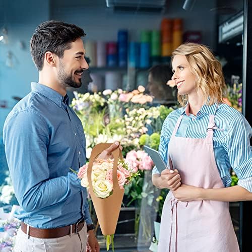 ZOOFOX Paquete de 50 Bolsas de Papel Kraft para Ramo de Flores con Asa, Bolsas de Regalo para Floristería, Embalaje para Arreglos Florales - imagen 8