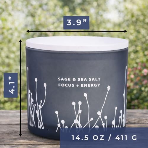 Vela Aromática de Sal Marina y Salvia - Vela de Soja Grande de 14.5 oz - Limpieza Energética para el Hogar, Alivio del Estrés para Mujeres y Hombres - imagen 5