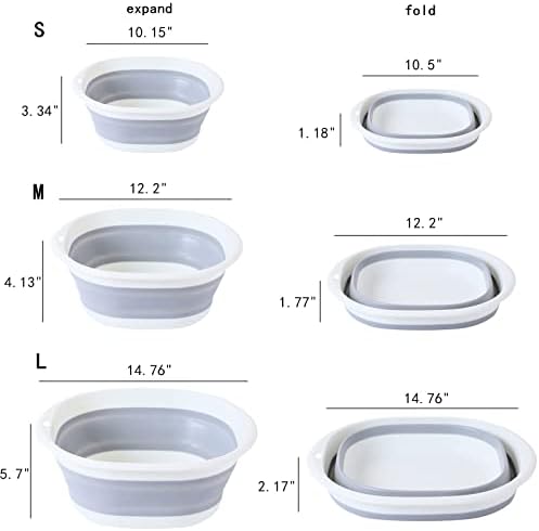 Lavabo Plegable Multifuncional Ligero y Portátil, Set de 3 (S, M, L) para Camping y Fregaderos de RV - imagen 2
