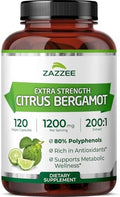Zazzee Extracto de Bergamota Cítrica Extra Fuerte 200:1, 1200 mg, 80% Polifenoles, 120 Cápsulas Veganas, Apoyo al Corazón y Sistema Inmunológico, No - imagen 1