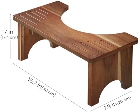 Banquillo de Baño Danfoxer de Madera de Acacia de 7 Pulgadas, Escalón Plegable Antideslizante para Adultos, Sin Necesidad de Ensamblaje - imagen 2